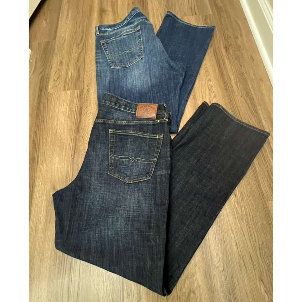 Lucky Brand 361 Vintage Straight Jeans 40x34 Dark Wash Denim 2 Pair